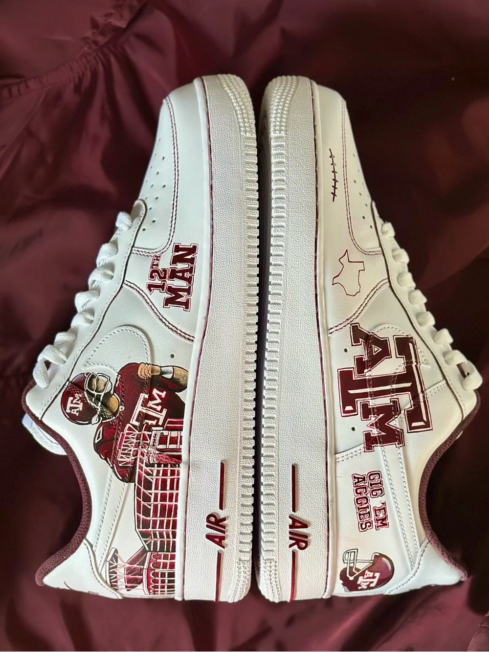 Nike White & Maroon Texas A&M Themed Men's Sneakers